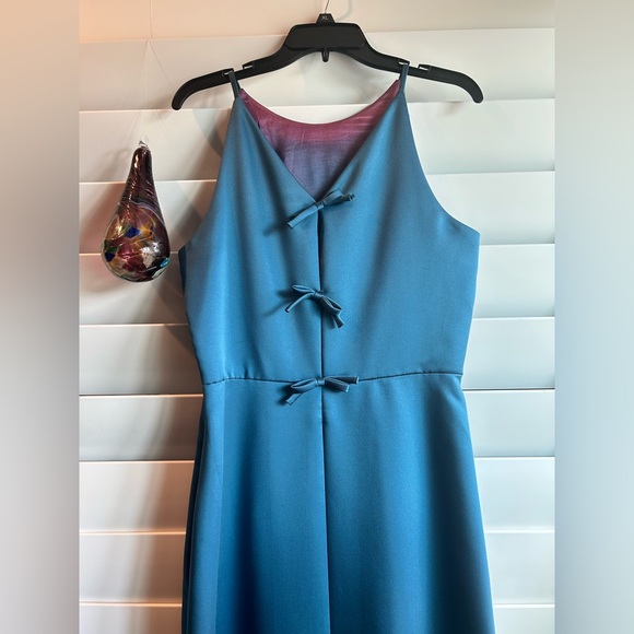 Cachet Size 14 Formal Teal Floor Length Gown with Tie Details down the back - Picture 3 of 15